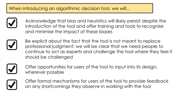 Check list for introducing an algorithmic decision tool
